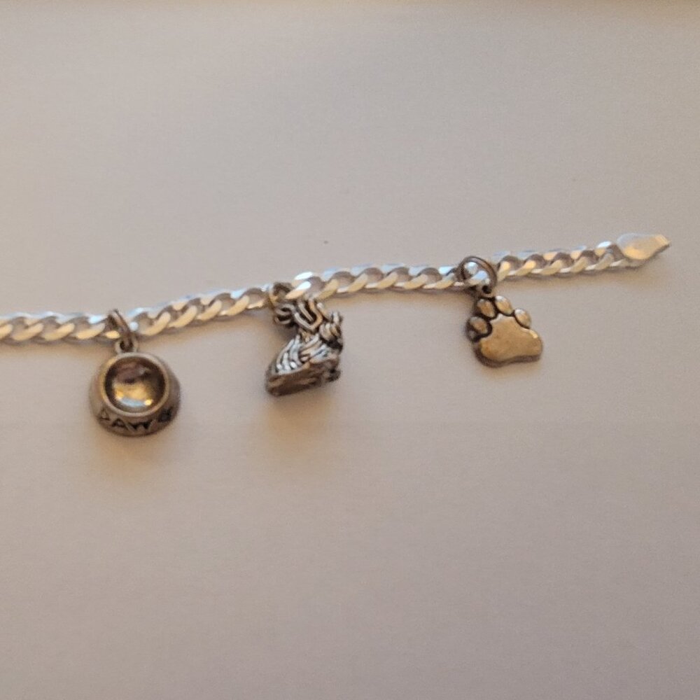Sterling Silver Charm Bracelet Dog Theme 5 Charms - Picture 3 of 15